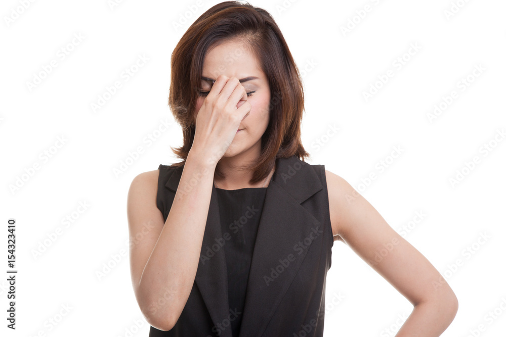 Young Asian woman got sick and headache. Young Asian woman got sick and headache.