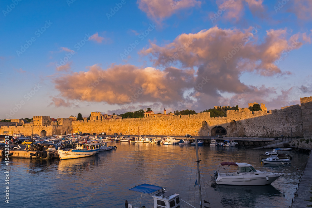 Historic port of the old town of Rhodes island. Greece. Europe.