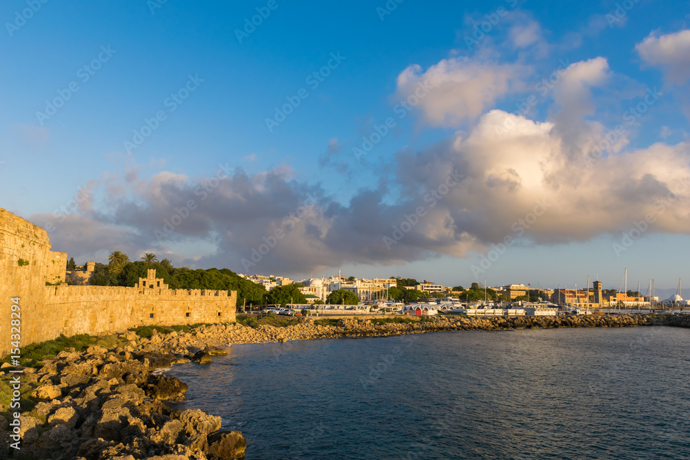 Naklejka premium Historic port of the old town of Rhodes island. Greece, Europe.