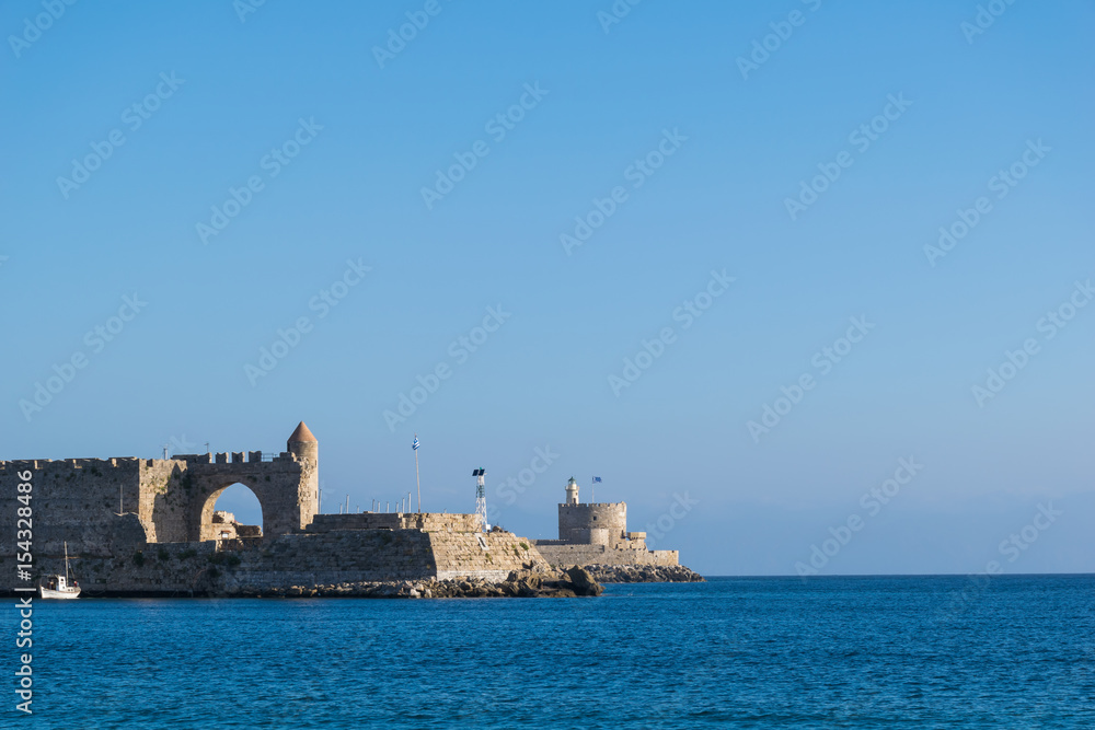 Historic port of Rhodes town. Greece, Europe.