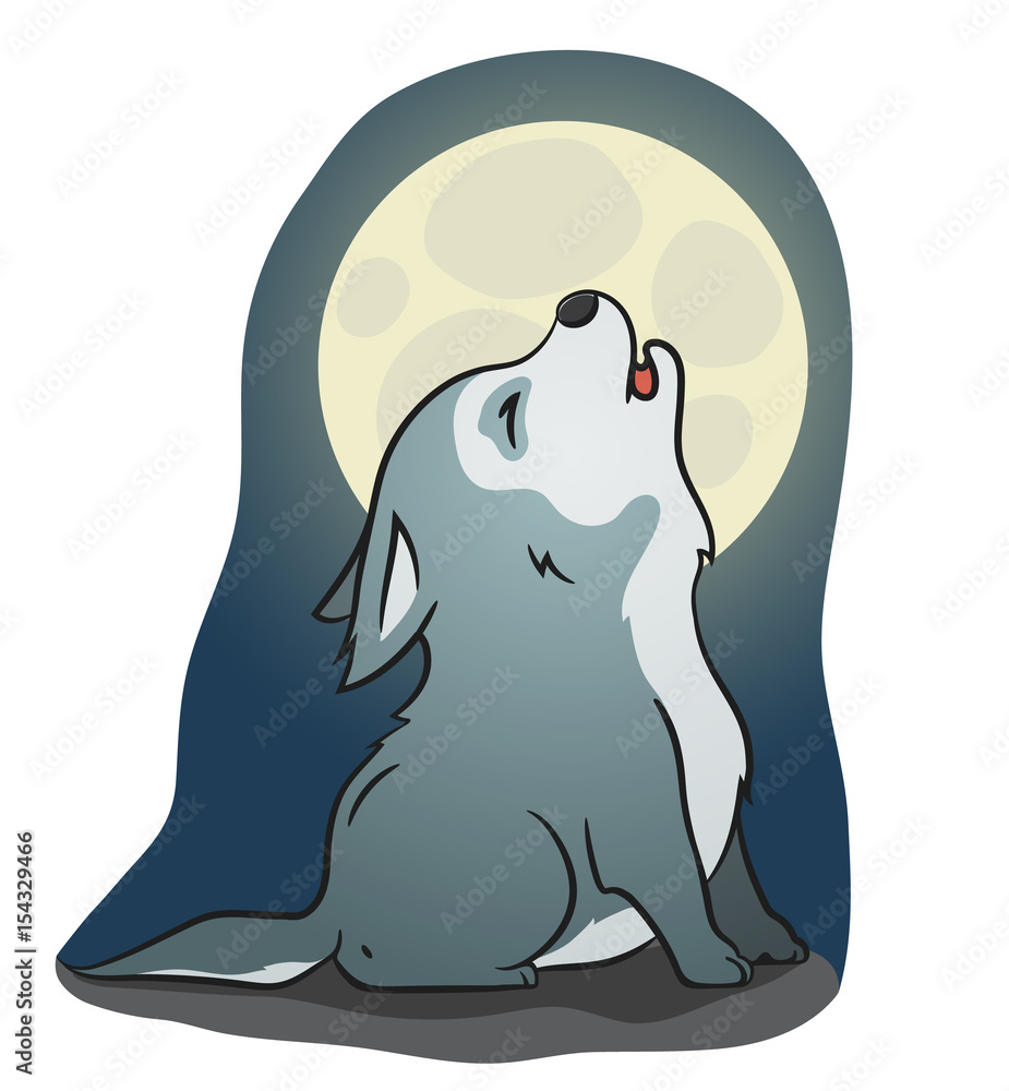 Obraz premium cute little howling wolf