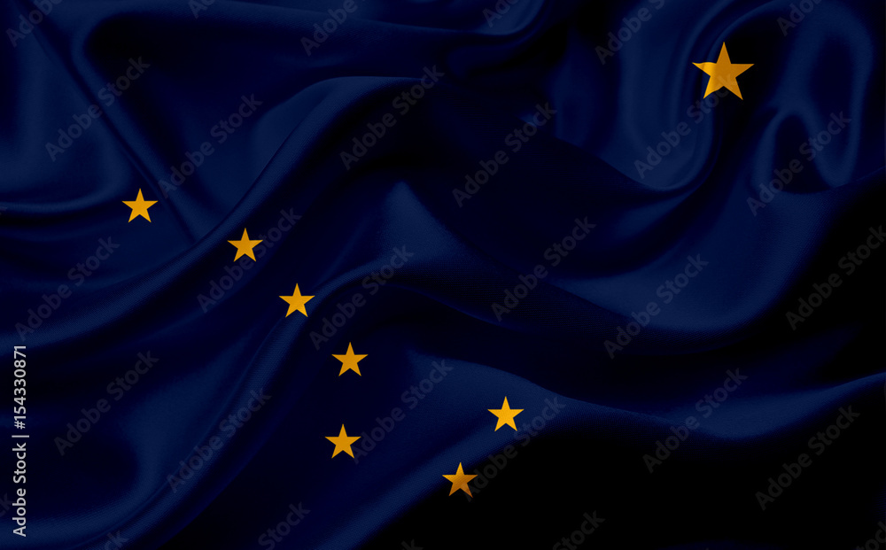 Flag of Alaska, USA, with waving fabric texture Flag of Alaska, USA, with waving fabric texture