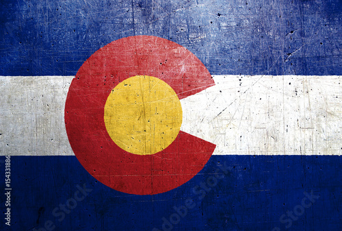 Flag of Colorado, USA, with an old, vintage metal texture