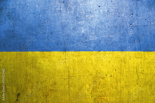 Flag of Ukraine, with an old, vintage metal texture