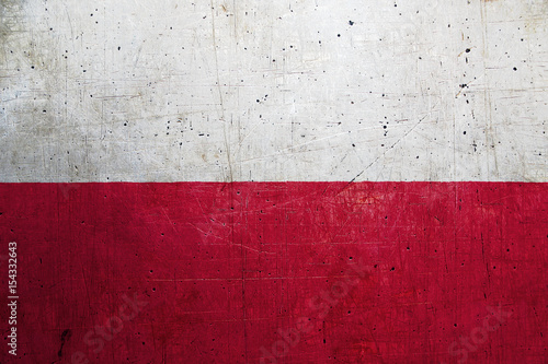 Flag of Poland, with an old, vintage metal texture