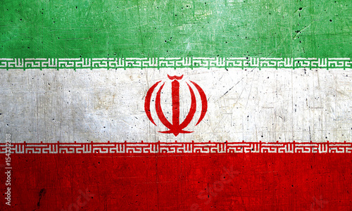 Flag of Iran, with an old, vintage metal texture