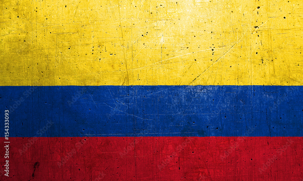 Flag of Colombia, with an old, vintage metal texture