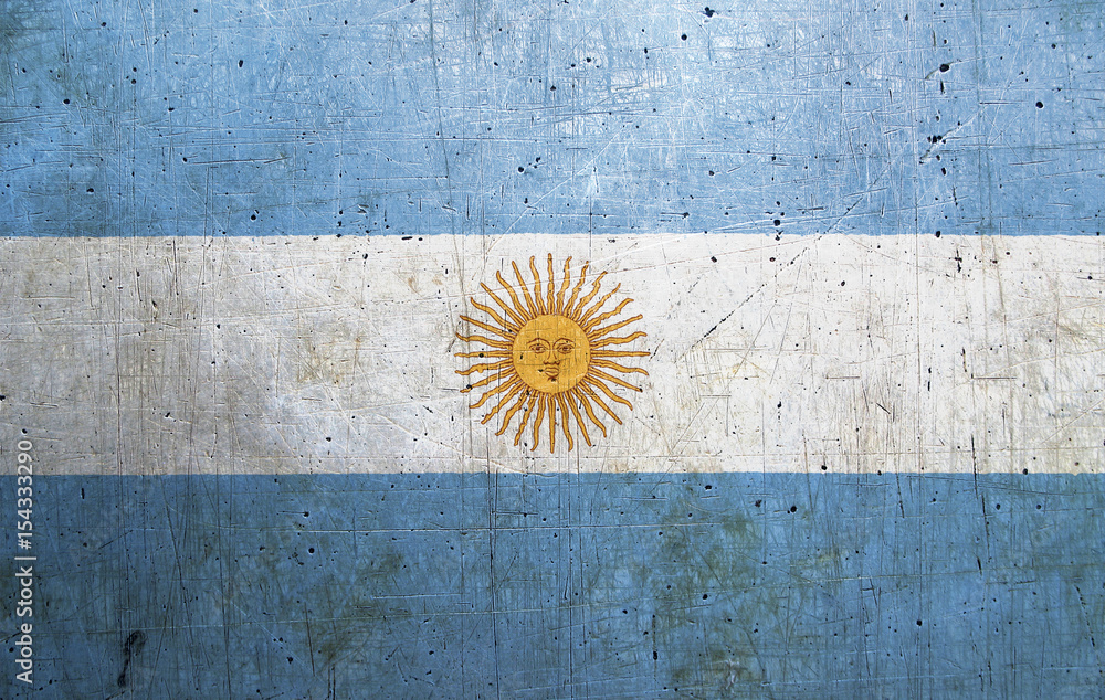 Flag of Argentina, with an old metal texture