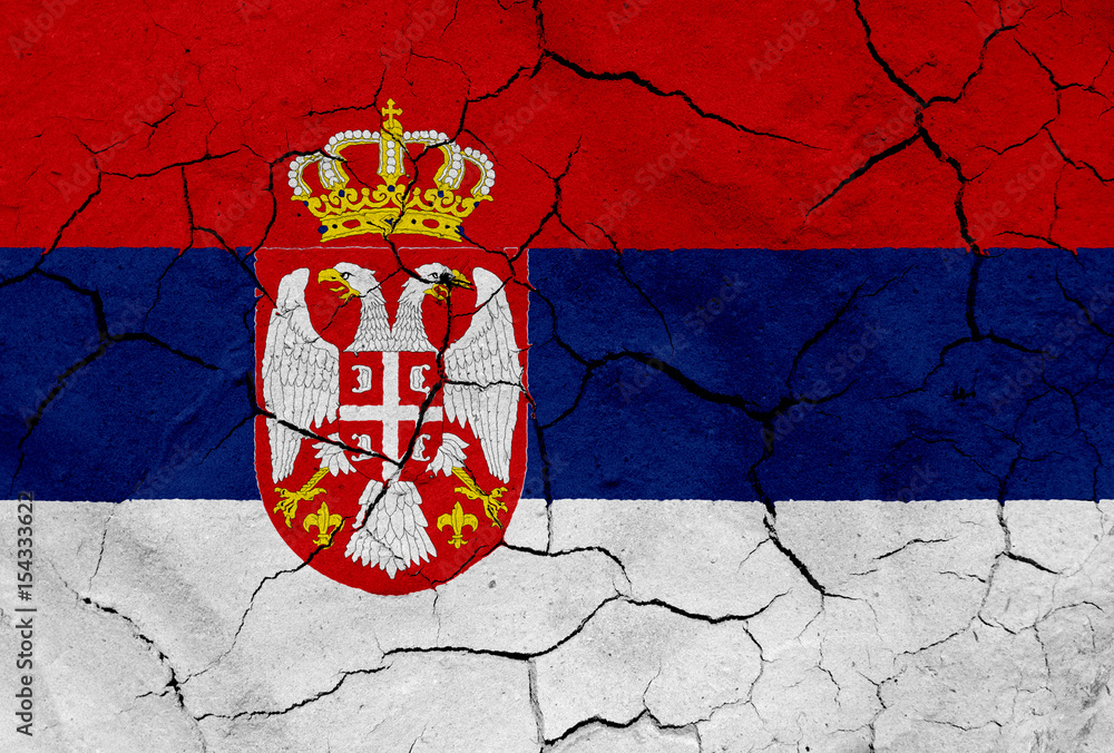 Flag of Serbia, with dried soil texture