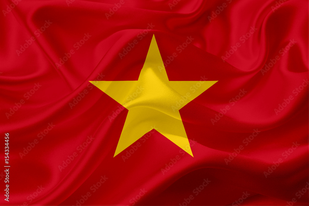 Flag of Vietnam with waving fabric texture Flag of Vietnam with waving fabric texture