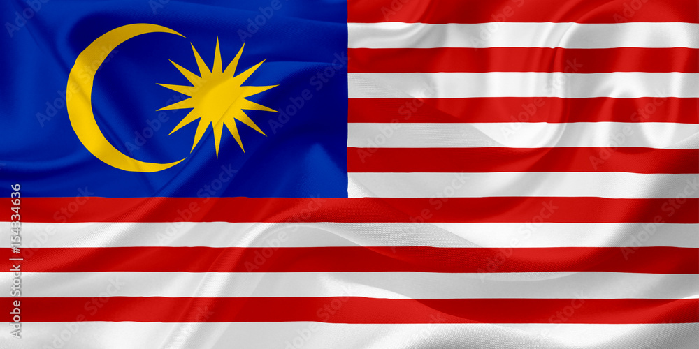 Flag of Malaysia with waving fabric texture Flag of Malaysia with waving fabric texture