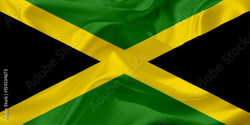 Flag of Jamaica with waving fabric texture