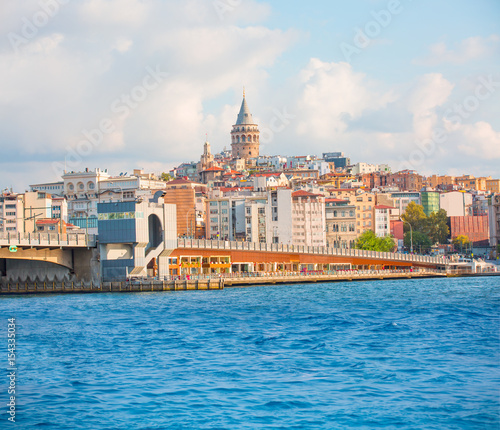 View of Galata district with Galata Tower over the Golden Horn in Istanbul, Turkey © muratart