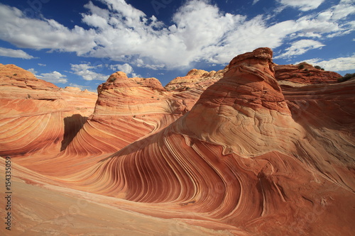 Rock formations in the North Coyote Buttes, part of the Vermilion Cliffs National Monument. This area is also known as The Wave photo