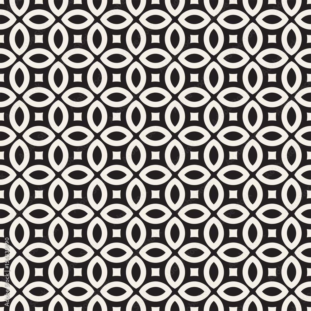 Vector Seamless Black And White Geometric Lines Pattern. Abstract Geometric Background Design