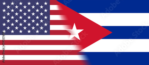 Photography Flag of USA and Cuba together