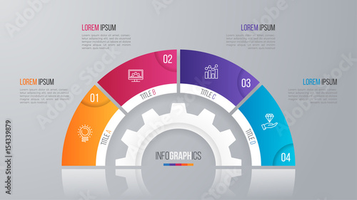 Vector circle chart template for infographics with 4 options.