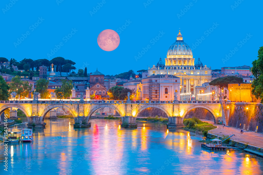 Naklejka premium Katedra Świętego Piotra w Rzymie, Włochy „Elementy tego zdjęcia dostarczone przez NASA”