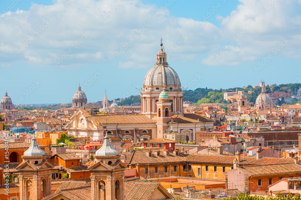 Fototapeta premium Roman house and Basilica dei Santi Ambrogio e Carlo al Corso