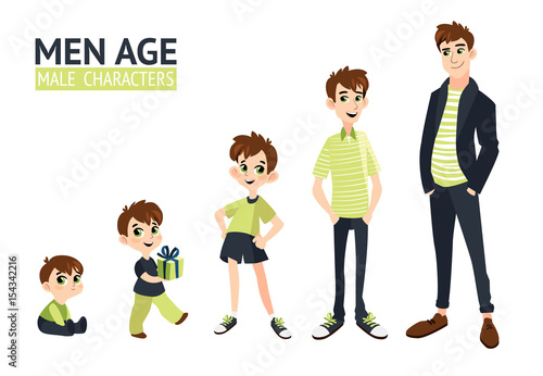 Set of characters in cartoon flat style.