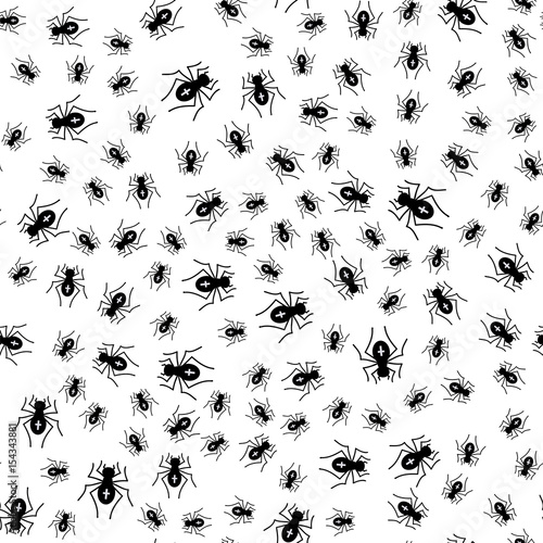 Poisonous Spider Seamless Pattern on White Background