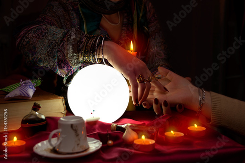 Palm reading session from fortune teller