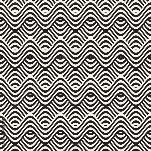 Abstract geometric pattern with wavy lines. Interlacing rounded stripes design. Seamless vector background. © Samolevsky
