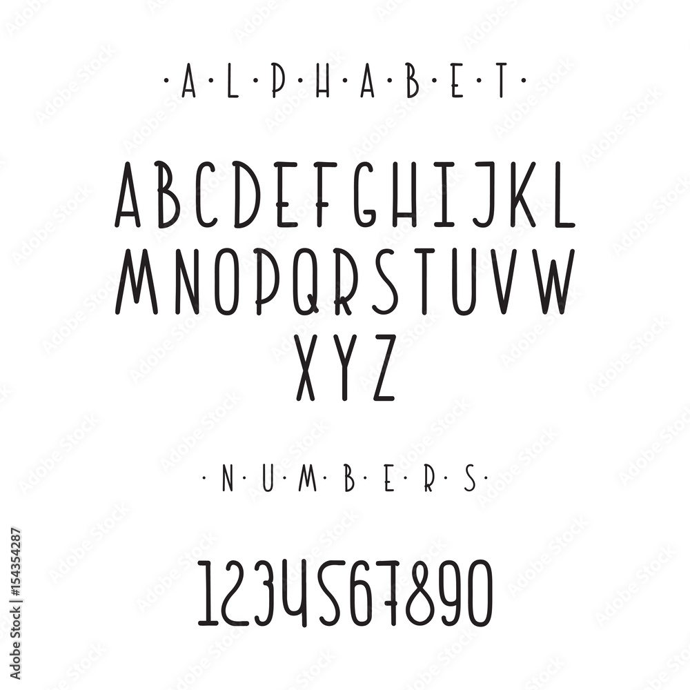 Fototapeta premium Alphabet and numbers. Vector.