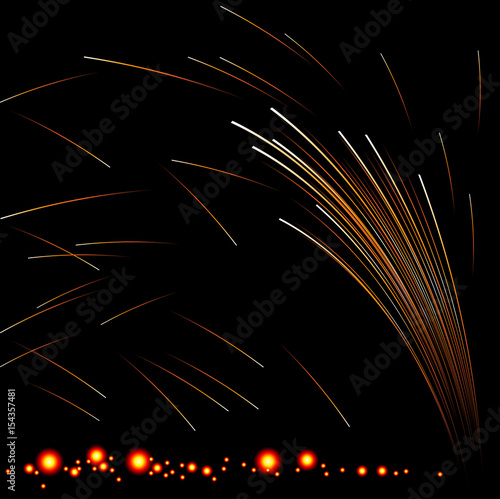 Fire sparking with Red hot Embers. Vector and Illustration, EPS 10.
