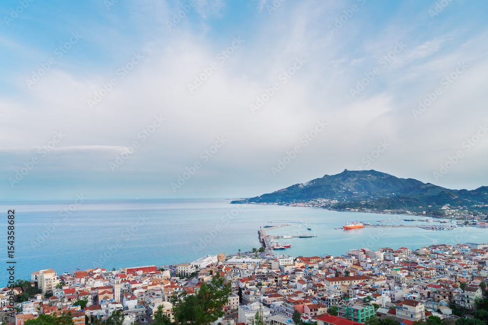 Obraz premium Zaante town and sea marine, ckyline of Zakinthos Greece