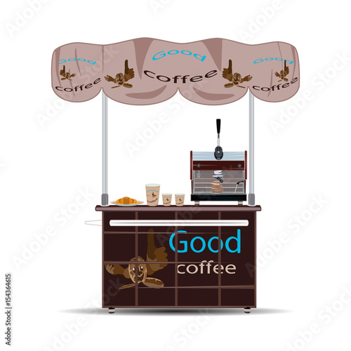 Coffee stall vector flat illustration