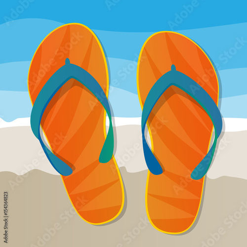  Flip Flops on The Beach - Holiday Concept Background 