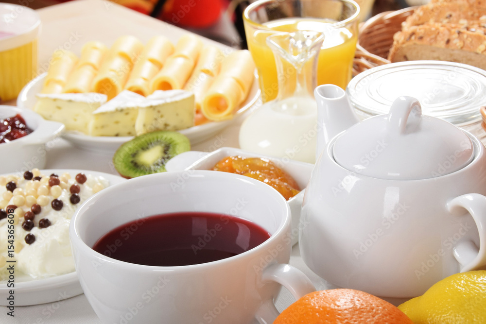 Sweet raspberry tea for the first breakfast Sweet raspberry tea for the first breakfast