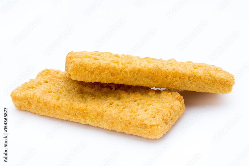Fish fingers on the white background. Fish fingers on the white background.