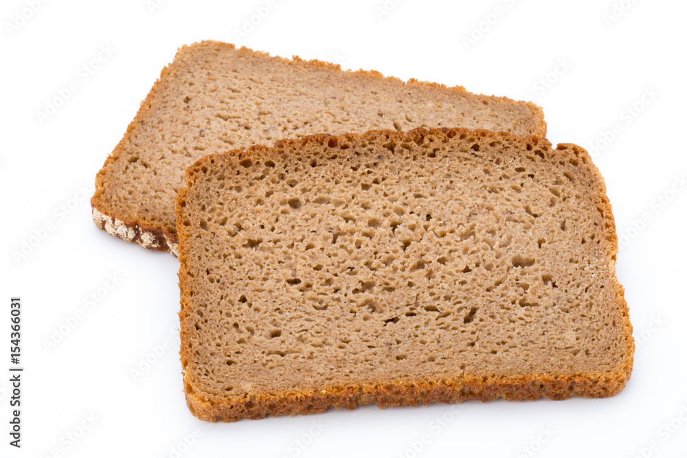 Slices of rye bread isolated on white background. Slices of rye bread isolated on white background.