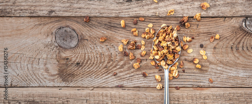 Granola on spoon