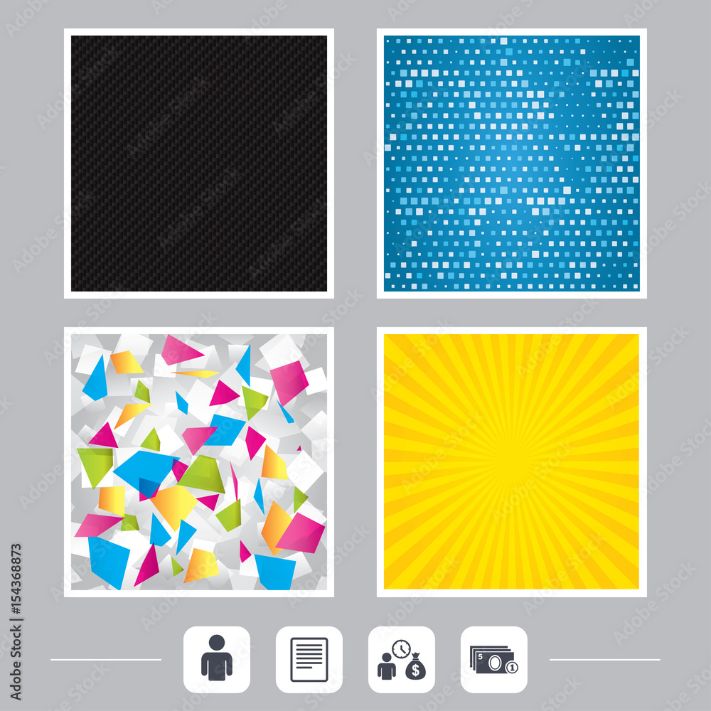 Bank loans icons. Fill document and get money. Bank loans icons. Fill document and get money.