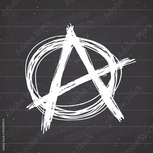Anarchy sign hand drawn sketch. Textured grunge punk symbol. vector illustration on chalkboard background.