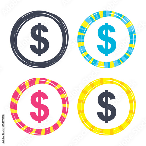 Dollar sign icon. USD currency symbol.