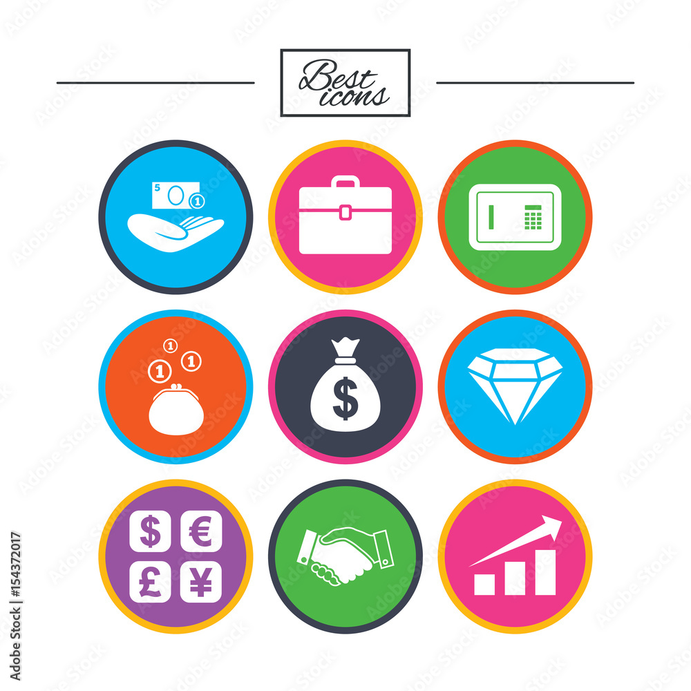 Money, cash and finance icons. Handshake sign.