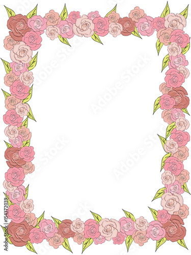 Rectangular frame of delicate roses  wedding