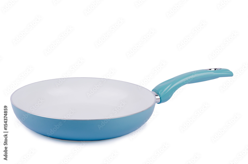 Blue frying pan isolated on white Blue frying pan isolated on white