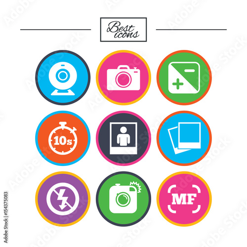 Photo, video icons. Camera, photos and frame.