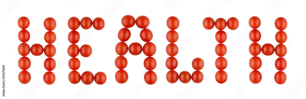 Word HEALTH made from red tomatoes on the white background Word HEALTH made from red tomatoes on the white background