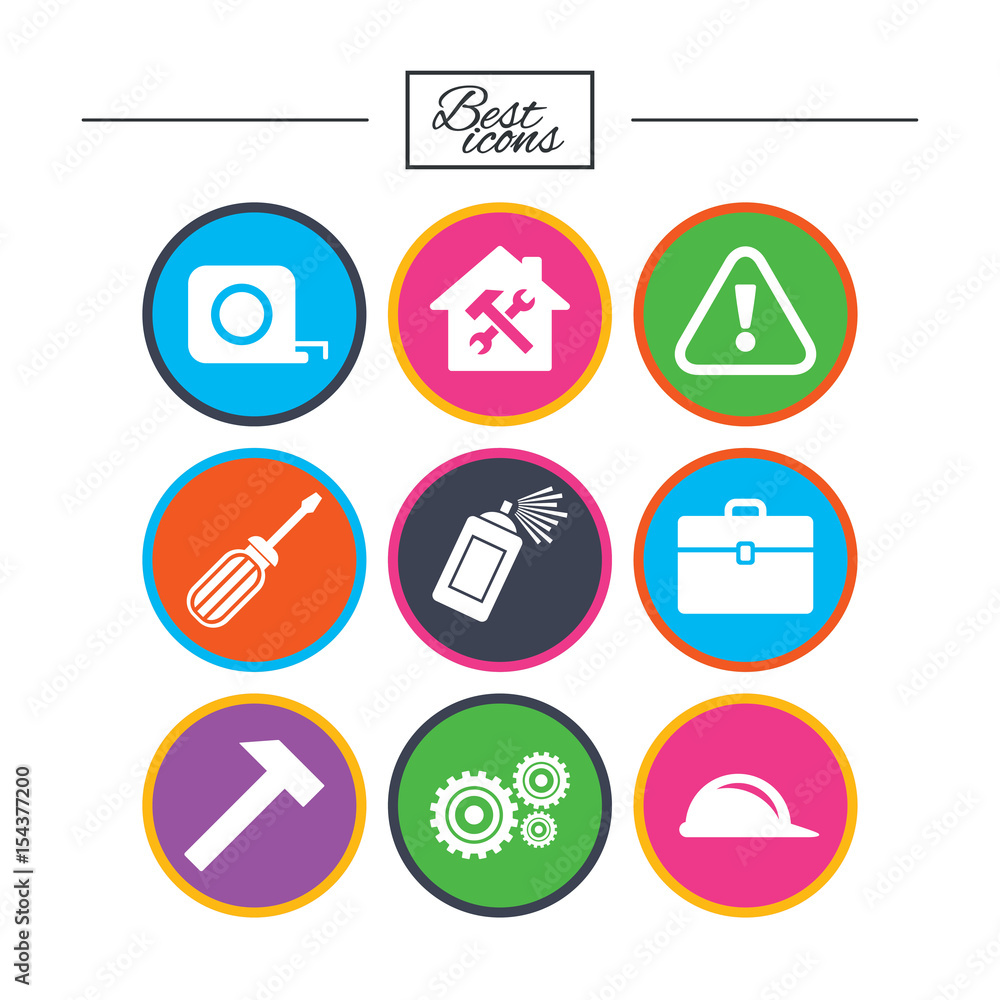 Repair, construction icons. Helmet, screwdriver. Repair, construction icons. Helmet, screwdriver.