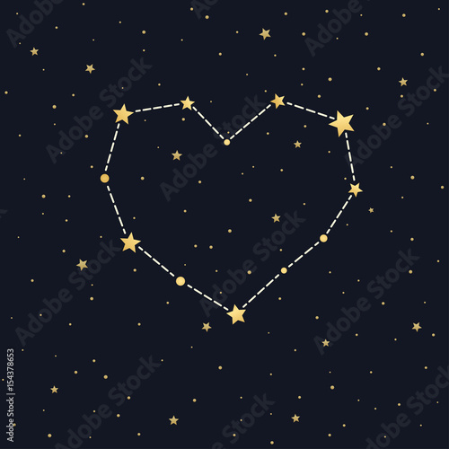 Heart constellation on starry sky