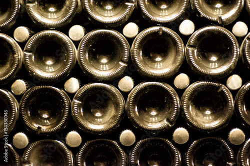 Champagne bottles being kept for secondary fermentation in underground cellar in Abrau-Durso  Novorossiysk