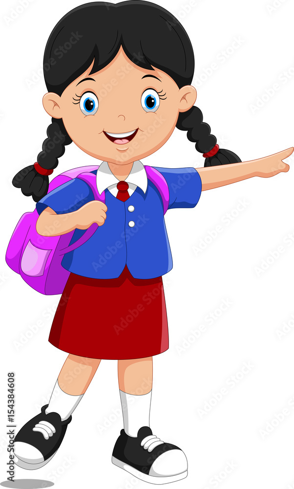 Vector illustration of cute school girl cartoon with backpack Vector illustration of cute school girl cartoon with backpack