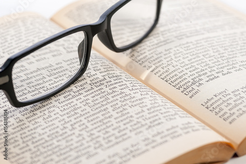 Old Book with Glasses  close-up