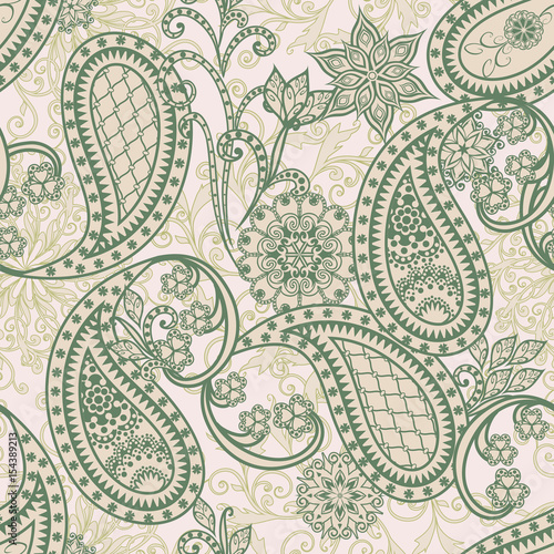 The pattern of mandalas, flowers and Paisley pattern in Oriental style.